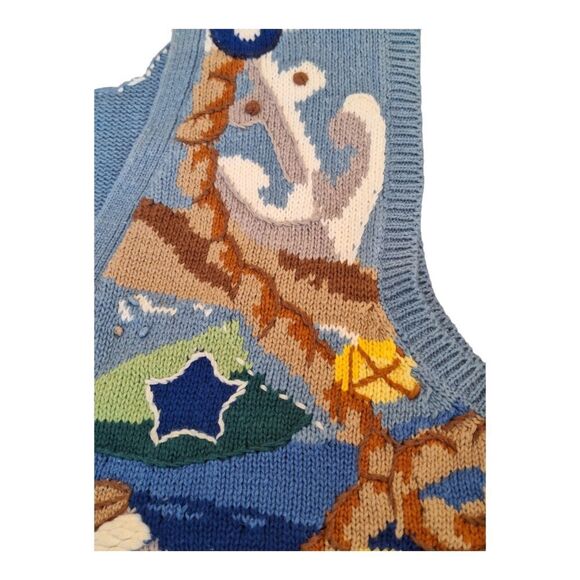 Vintage Preppy Coastal Nautical Embroidered Cotton Blend Sweater Vest Womens S - Picture 9 of 16
